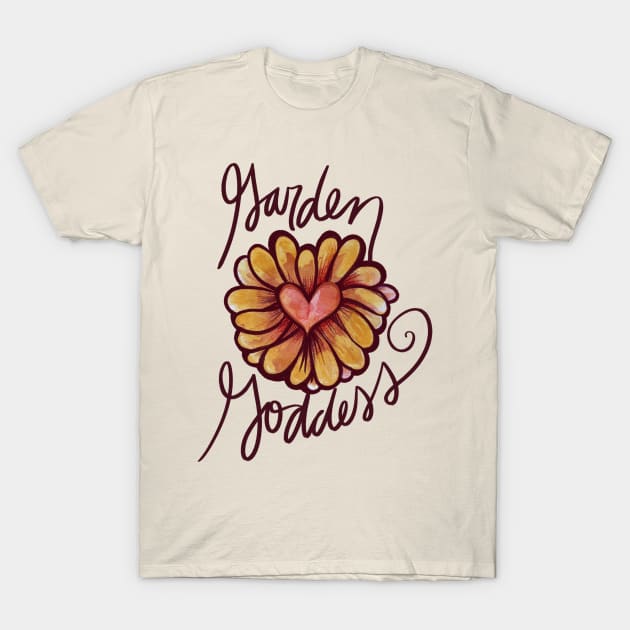 Garden Goddess Flower Heart T-Shirt by bubbsnugg